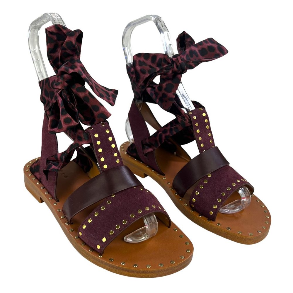 SANDRO Bella Bordeaux Gladiator Sandals